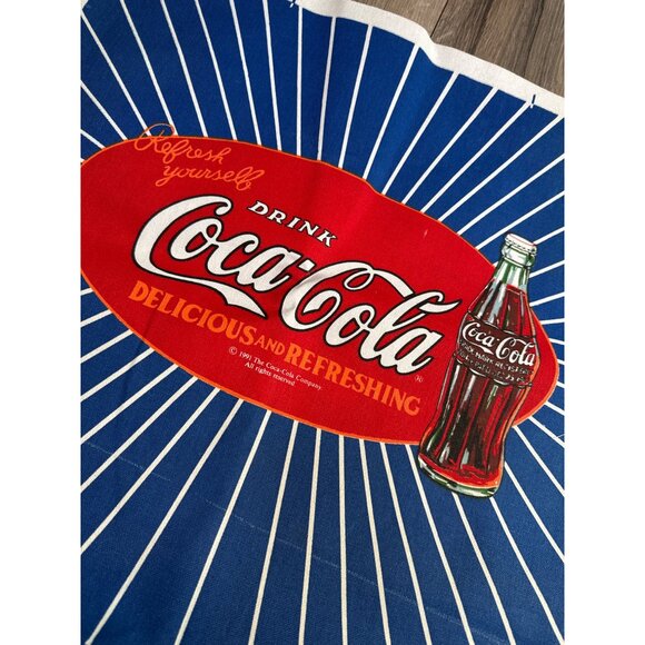 Coca-Cola Vintage Fabric Upholstery Canvas Panels 2-Pack Cotton 18"x18" Blue Red - Picture 6 of 7